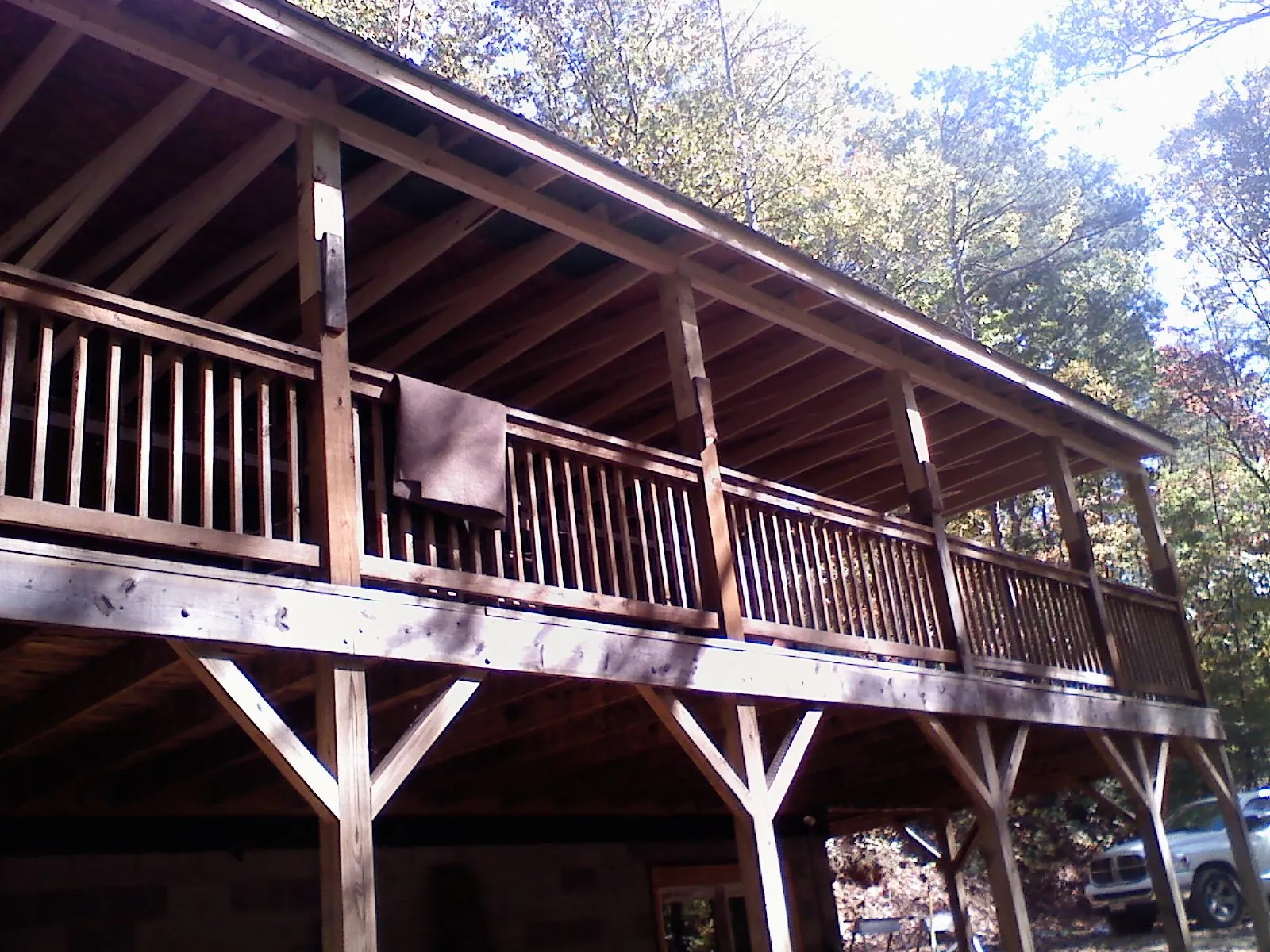 Timber framing under a new elevated porch and deck — Roof Leak Repair in Anadarko by Roofing Brothers
